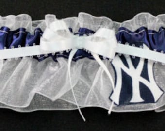 New York Yankees Wedding Bridal Garter  Handmade