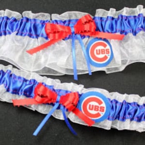 Chicago Cubs bruiloft kousenband set handgemaakt