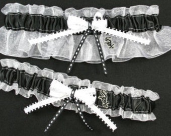 Chicago White Sox Wedding Garter Set  Handmade