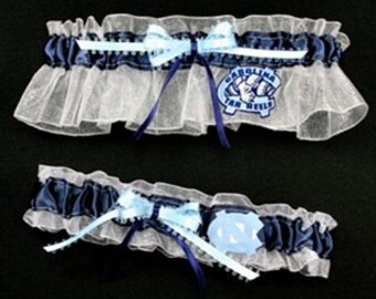 North Carolina Tarheels UNC Wedding Garter Set  Handmade