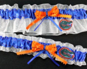 Florida Gators Wedding Garter Set  Handmade
