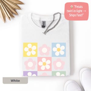 Coquette Plaid Daisy Tee | Checked Vintage Girly Shirt | Y2K Floral Gift | Blossom T-Shirt | Colorful Cute Style | Spring Clothing Vibes
