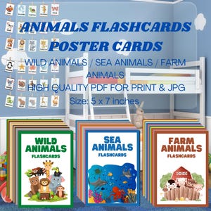 Animals Flashcards for Toddlers, Kindergartens & Preschoolers | Sea Animals | Farm Animals | Wild Animals | Classroom | Homeschool Printable