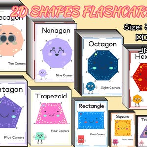 Cartes-éclair sur les formes pour les tout-petits, la maternelle et les enfants d'âge préscolaire | Formes 2D | Imprimables pour l'école à la maison | École | Salle de classe | TÉLÉCHARGEMENT NUMÉRIQUE