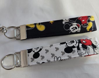 Disney Mickey Mouse Keychain Key Fob Strap Phone Wristlet Holder