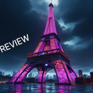 Set of 5 Cyberpunk Digital Prints: Iconic World Landmarks - Eiffel Tower, Statue of Liberty, Big Ben, Burj Khalifa and Colosseum - By Romeo
