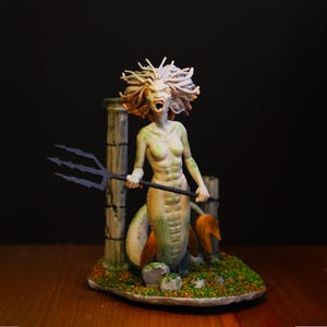 Hand-Painted Sea Monster Mermaid Figurine – Inspired by Black Lake Scene, Fantasy 3D Printed Collectible