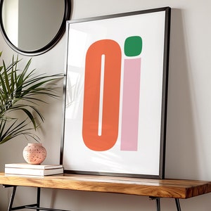 Oi, portugiesische Kunst Wand, DRUCKBARE Wandkunst, Maximalist, trendiger Wanddruck, Dopamin Brasilien Wandkunst, lustiges Dekor, Typografie Plakat