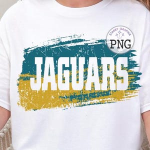 Jaguars PNG Image, Mascot Jaguars Teal Gold Brush Stroke Design, Sublimation Designs Downloads, PNG File