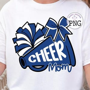 Cheer Mom PNG Image, Cheer Blue Doodle Design, Sublimation Designs Downloads, PNG File