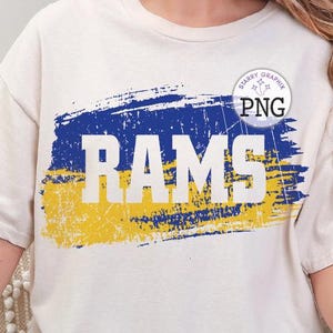 Rams PNG Image, Mascot Rams Blue Gold Brush Stroke Design, Sublimation Designs Downloads, PNG File
