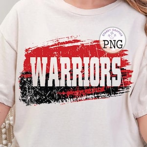 Warriors PNG Image, Mascot Warriors Red Black Brush Stroke Design, Sublimation Designs Downloads, PNG File