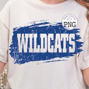 Wildcats PNG Image, Mascot Wildcat Blue Varsity Brush Stroke Design, Sublimation Designs Downloads, PNG File