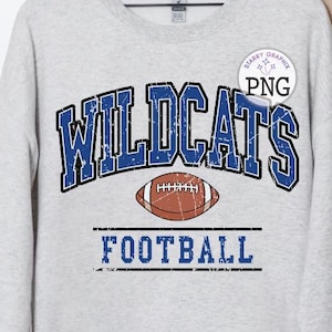 Wildcats Football PNG Image, Football Wildcats Mascot Blue Varsity Design, Sublimation Designs Downloads, PNG File