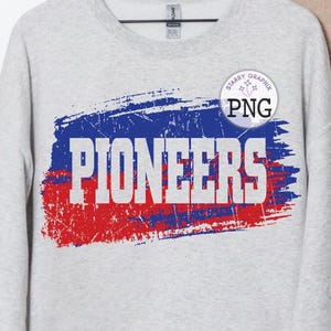 Pioneers PNG Image, Mascot Pioneers Red Blue Brush Stroke Design, Sublimation Designs Downloads, PNG File