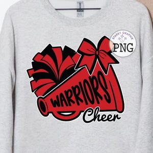 Warriors Cheer PNG Image, Cheer Warriors Red Black Doodle Design, Sublimation Designs Downloads, PNG File