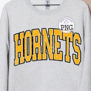Hornets PNG Image, School Team Hornets Yellow Gold Varsity Design, Sublimation Designs Downloads, PNG File