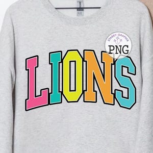 Lions PNG Image, School Team Lions Spirit Shirt Varsity Design, Sublimation Designs Downloads, PNG File