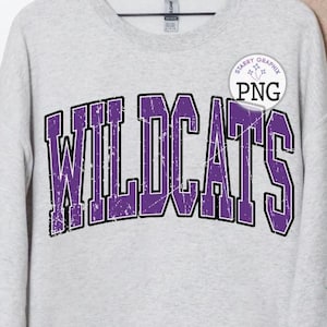 Wildcats PNG Image, School Team Wildcats Purple Varsity Design, Sublimation Designs Downloads, PNG File