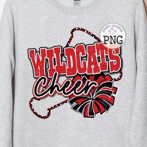 Wildcats Cheer PNG Image, Wildcats Mascot Cheer Red Black Design, Sublimation Designs Downloads, PNG File