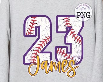 Custom Number And Name Baseball PNG Image, Personalized Number Name And Colors, Sublimation Designs Downloads, PNG File