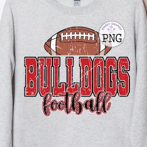 Bulldogs Football PNG Image, Bulldog Mascot Varsity Football Red Design, Sublimation Designs Downloads, PNG File