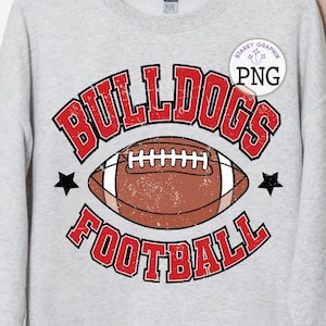Bulldogs Football PNG Image, Football Bulldogs Mascot Red Varsity Design, Sublimation Designs Downloads, PNG File