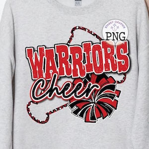 Warriors Cheer PNG Image, Warriors Mascot Cheer Red Design, Sublimation Designs Downloads, PNG File