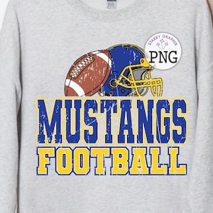 Mustangs PNG Image, Football Mustangs Mascot School Spirit Blue Gold Design, Sublimation Designs Downloads, PNG File