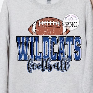 Wildcats Football PNG Image, Wildcats Mascot Varsity Football Blue Design, Sublimation Designs Downloads, PNG File