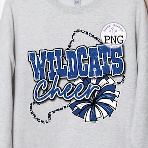 Wildcats Cheer PNG Image, Wildcats Mascot Cheer Blue Design, Sublimation Designs Downloads, PNG File