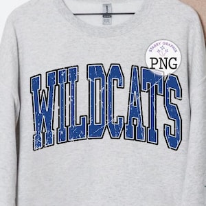 Wildcats PNG Image, School Team Wildcats Blue Varsity Design, Sublimation Designs Downloads, PNG File