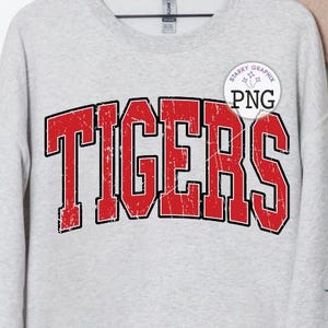 Tigers PNG Image, School Team Tigers Red Varsity Design, Sublimation Designs Downloads, PNG File