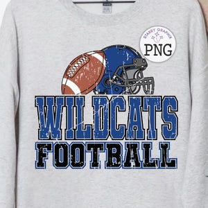 Wildcats Football PNG Image, Football Wildcats Mascot School Spirit Blue Design, Sublimation Designs Downloads, PNG File