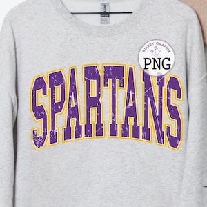 Spartans PNG Image, School Team Spartans Purple Gold Varsity Design, Sublimation Designs Downloads, PNG File