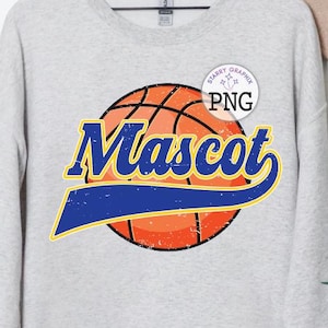 Custom Mascot Basketball PNG Image, Personalized Mascot Name And Colors Retro Design, Sublimation Designs Downloads, PNG File