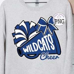 Wildcats Cheer PNG Image, Cheer Wildcats Blue Doodle Design, Sublimation Designs Downloads, PNG File