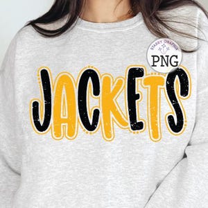 Jackets PNG Image, Mascot Name Jackets Black Gold Doodle Design, Sublimation Designs Downloads, PNG File