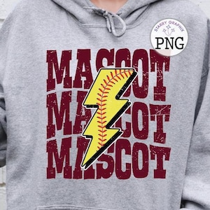 Custom Mascot Softball PNG Image, Personalized School Team Mascot Name And Colors, Sublimation Designs Downloads, PNG File