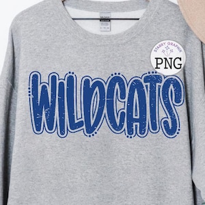 Wildcats PNG Image, Mascot Name Wildcats Blue Doodle Design, Sublimation Designs Downloads, PNG File