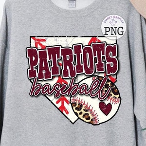 Patriots PNG Image, Patriots Maroon Mascot School Spirit Baseball Design, Sublimation Designs Downloads, PNG File