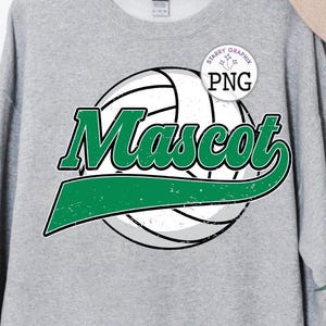 Imagen PNG de mascota de voleibol personalizada, nombre de mascota personalizado y colores, diseño retro, descargas de diseños de sublimación, archivo PNG