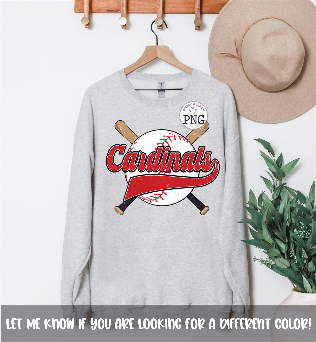 Cardinals PNG Image – Retro Cardinals Baseball Mascot Sublimation Design Download (300 DPI Transparent File)