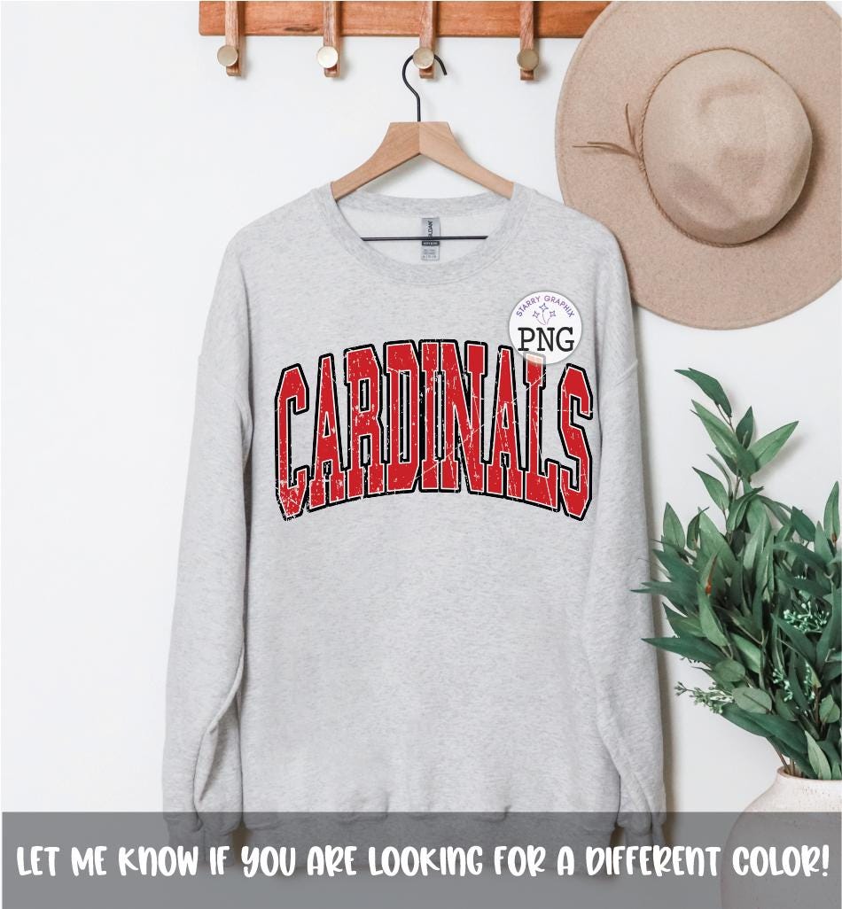 Diseño PNG para sublimación de Cardinals | Gráfico de equipo escolar varsity rojo | PNG transparente en alta resolución