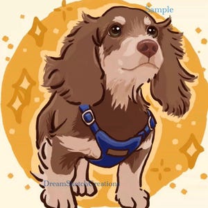 Custom anime pet portrait form photo, Animal drawing, Unique Pet Art, Animal drawing, Cute Chibi cat cartoon,Kawaii anime dog,Christmas gift