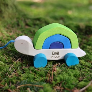 Nachziehtier personalisiert, Ziehtier, Schildkröte, Kinderspielzeug, Waldorf, Kleinkinder, Spielzeug personalisiert, Kinderspielzeug Holz