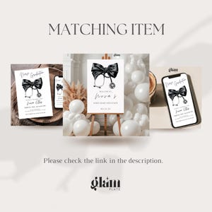 Coquette Nursing Graduation Invites| Editable Black Bow RN grad invite,nurse pin ceremony,graduated nursing,nurse pin ceremony, GNBB1 image 9