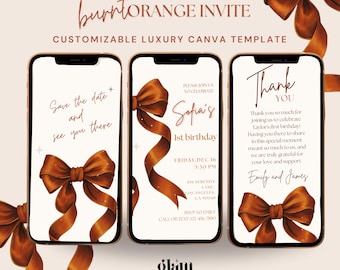 Burnt orange invitations fall birthday invitation animation invite 1st birthday neutral gender invitation fall autumn birthday 1st birthday