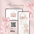 Elegant baby shower pink bow rsvp websites,baby shower invite blush pink editable inviting,dusty pink baby shower minimaliste baby shower 7B product logo
