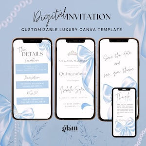 Blue bow quinceanera invite,blue quinceanera save the date,quinceanera invitations blue,quinceanera invitation video,baby blue quinceanera